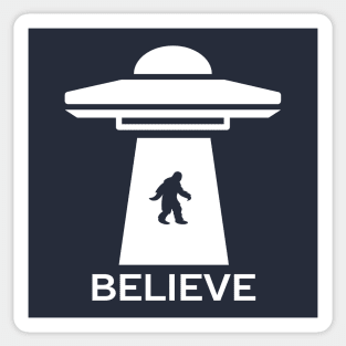 I believe in ufos and big foot t-shirt Sticker